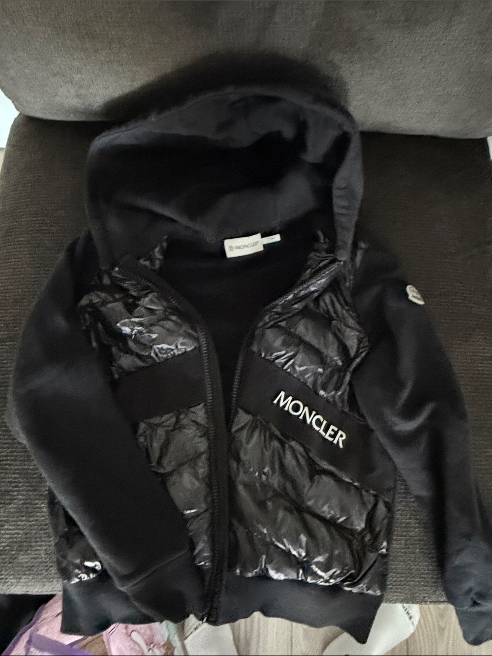 Moncler Kids Black Hooded Quilted Puffer Jacket